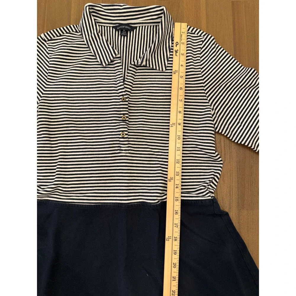 Lands End Womens Navy White Striped Polo Dress Short Sleeve Nautical Preppy - Picture 3 of 6